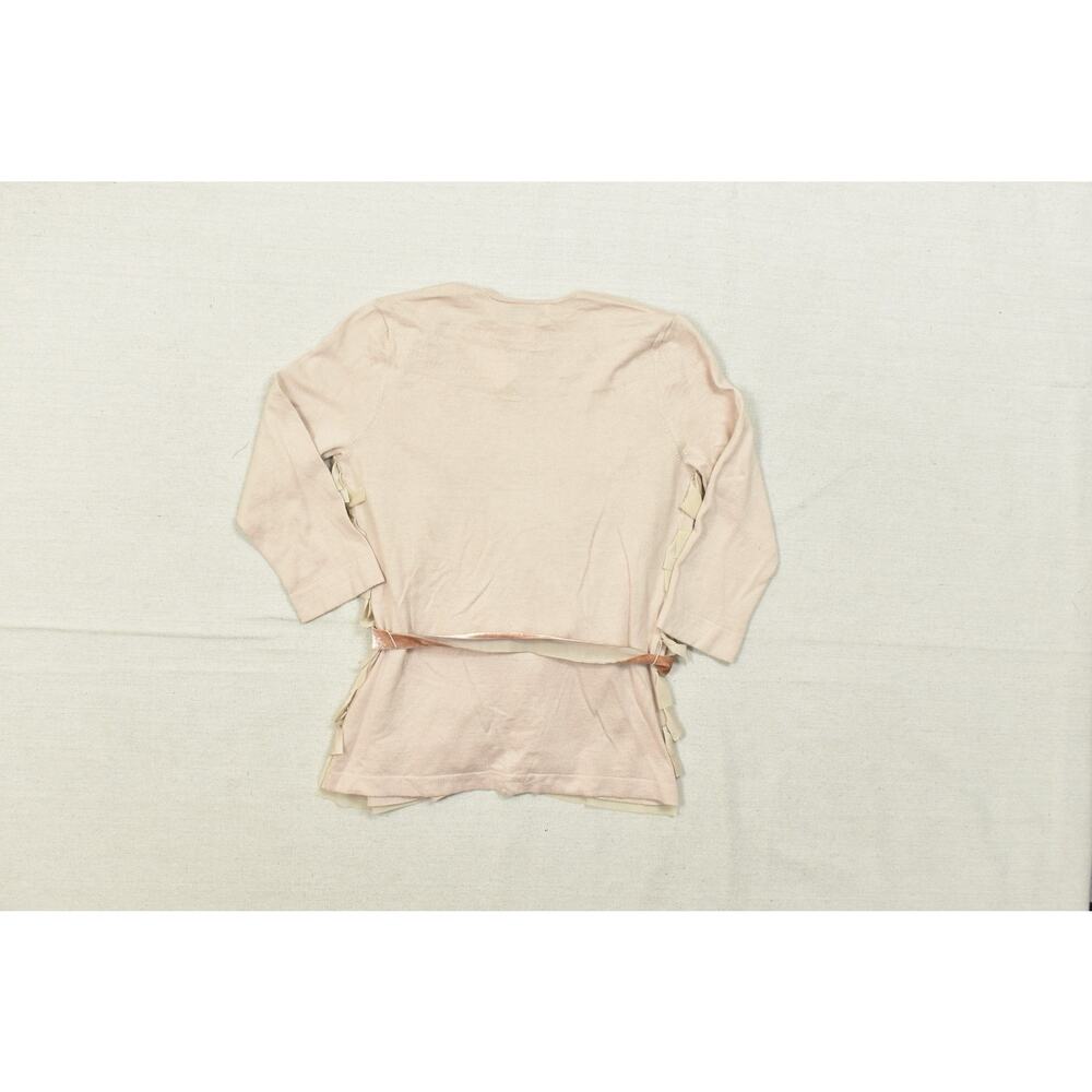 Ann Taylor LOFT Ruffle Trim Wrap Cardigan Sweater NWT Tan Pink Size S Cotton Ble - Picture 4 of 8